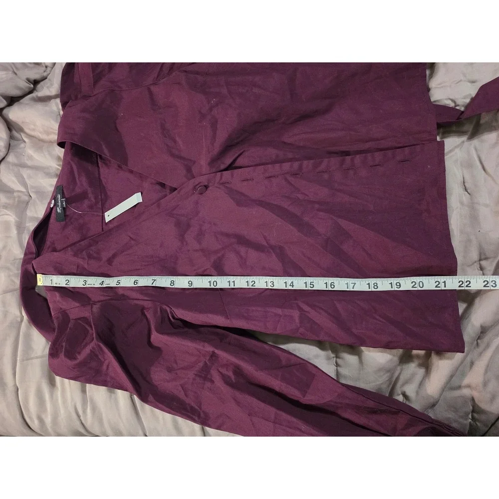 Madewell Plum Cotton Puff Sleeve Tie Neck Button Front Blouse NY535 Small NEW